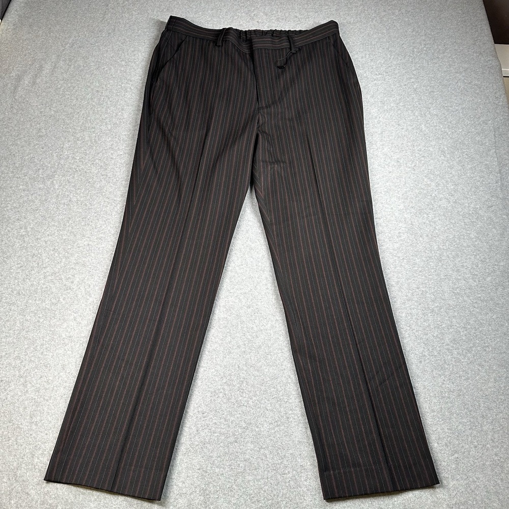 Express Slim Fit Pinstripe Mens Dress Pants 34x32(30) Black Red Stretch NWT - Picture 2 of 9